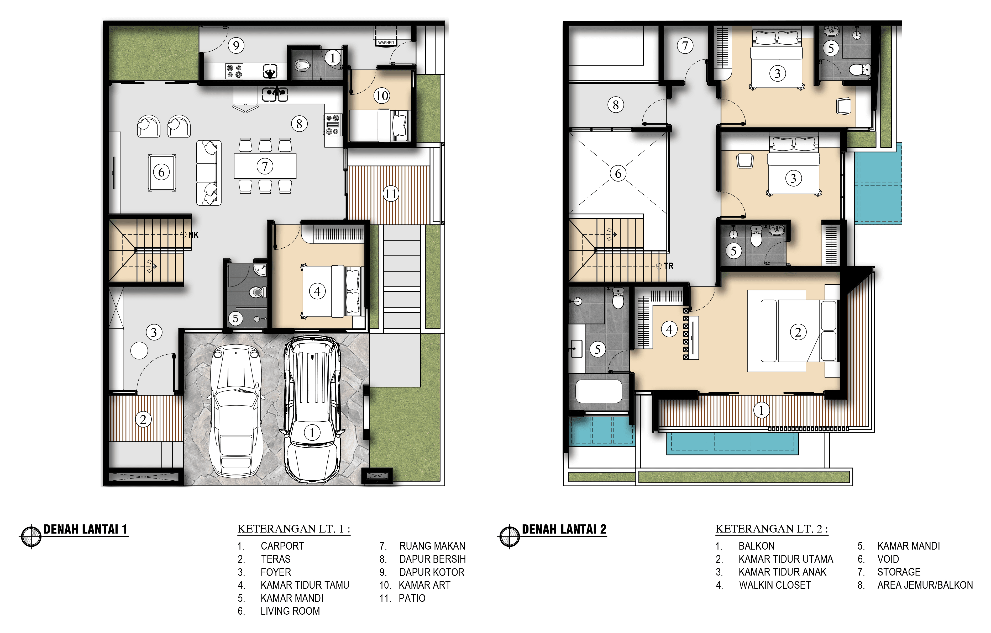 Denah dua lantai Rumah Solterra Vol. 1.