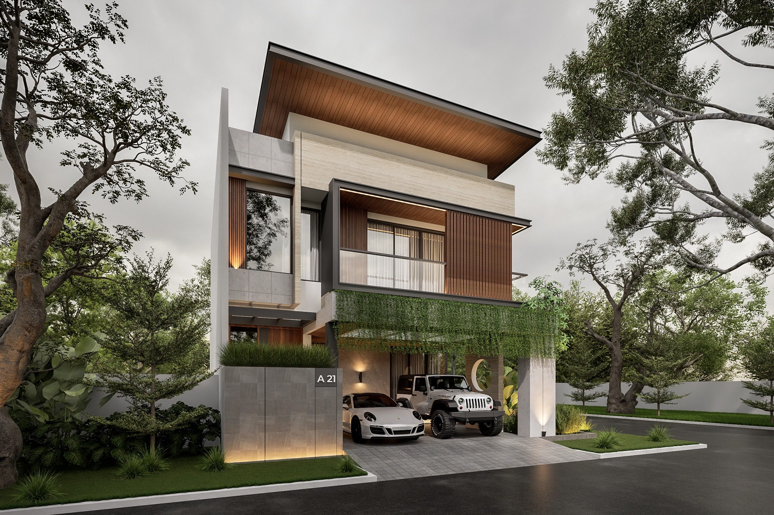 Front façade render of Rumah Solterra Vol. 1.