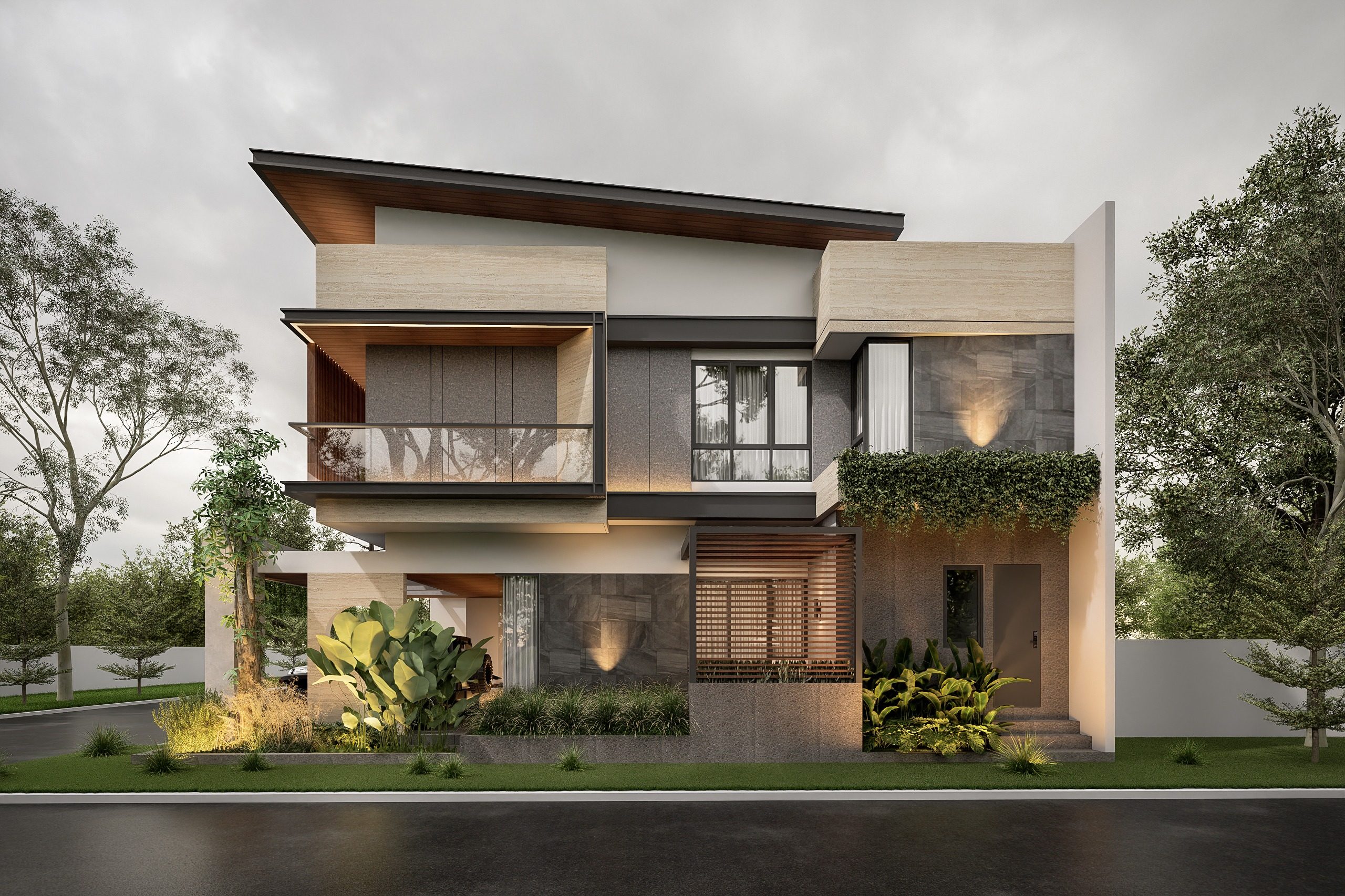 Side elevation render of Rumah Solterra Vol. 1.